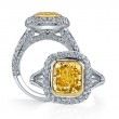 Fancy Yellow Split Shank Diamond Engagement Ring