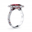 Cushion Cut Ruby and Diamond Halo Ring