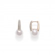 Mikimoto 18K Pink Gold Akoya White Diamond 0.26Ct Pearl Earrings