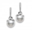 Mikimoto 18K White Gold White South Sea Diamond 0.45Ct Pearl Earrings