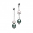Mikimoto 18K White Gold Multi Pearls Diamond 0.14Ct Pearl Earrings