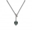 Mikimoto 18K White Gold Black South Sea Diamond 0.2Ct Pearl Pendant