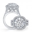 Triple Row Round Halo Diamond Engagement Ring