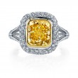 Fancy Yellow Split Shank Diamond Engagement Ring