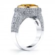 Cushion Cut Yellow diamond Halo Ring