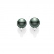 Mikimoto 18K White Gold Black South Sea Diamond 0.20Ct Pearl Stud Earrings