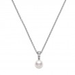 Mikimoto 18K White Gold Akoya Diamond 0.12Ct Pearl Pendant