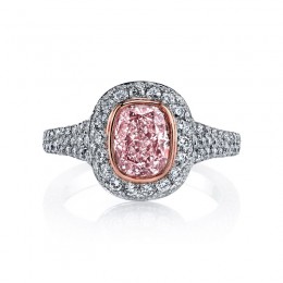 Cushion Cut Pink Diamond Halo Engagement Ring