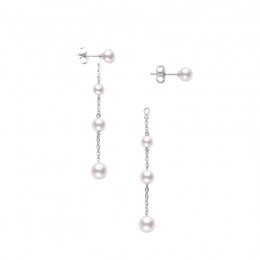 Mikimoto 18K White Gold Akoya  Pearl Earrings
