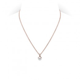 Mikimoto 18K Pink Gold Akoya White Diamond 0.05Ct Pearl Pendant