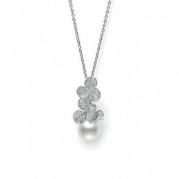 Mikimoto 18K White Gold White South Sea Diamond 0.93Ct Pearl Pendant
