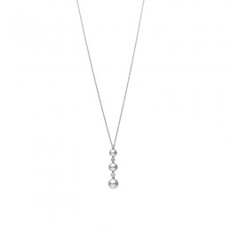 Mikimoto 18K White Gold Akoya Diamond 0.18Ct Pearl Pendant