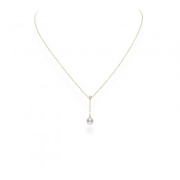 Mikimoto 18K Yellow Gold Akoya Diamond 0.08Ct Pearl Pendant