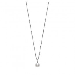 Mikimoto 18K White Gold White South Sea Diamond 0.24Ct Pearl Pendant