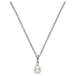Mikimoto 18K White Gold White South Sea Diamond 0.10Ct Pearl Pendant
