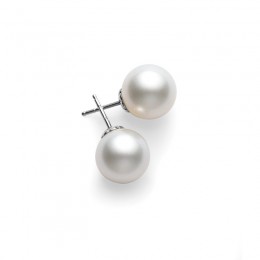 Mikimoto 18K White Gold White South Sea  Pearl Stud Earrings
