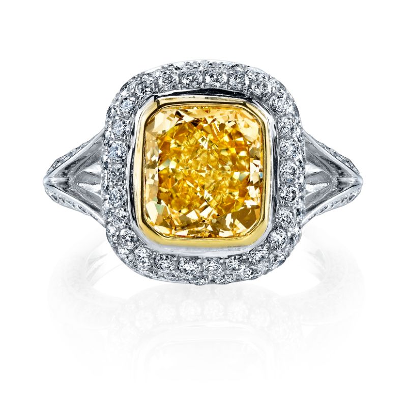 Fancy Yellow Split Shank Diamond Engagement Ring