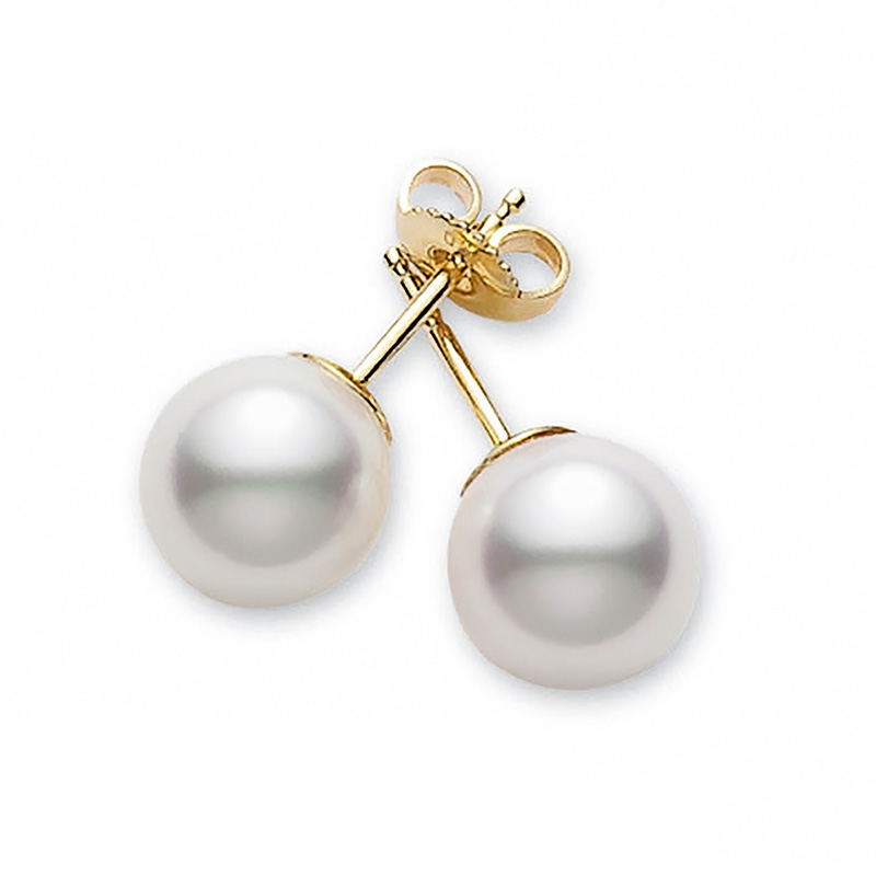 Mikimoto 18K Yellow Gold Akoya  Pearl Stud Earrings