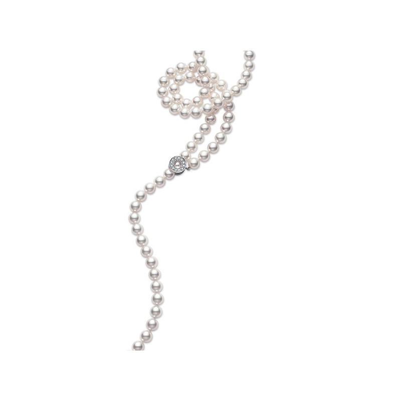 Mikimoto 18K White Gold Akoya Diamond 0.24Ct Pearl Necklace